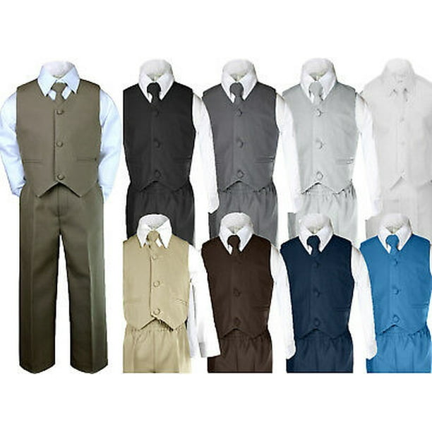 Baby Toddler Kid Teen Boy Wedding Easter Formal Party Vest Suit Gray Silver S-20